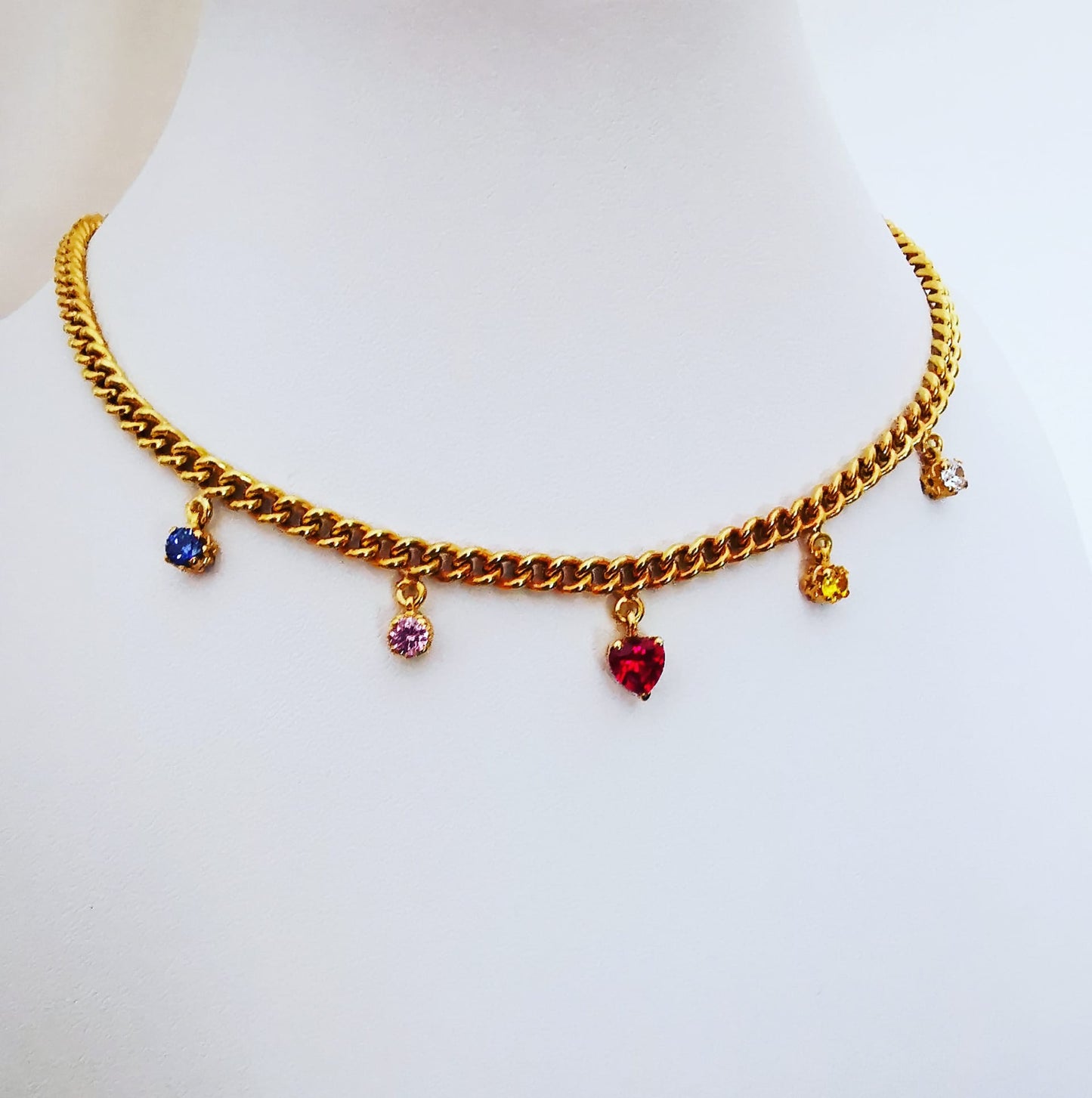 Collana groumette con zirconi colorati