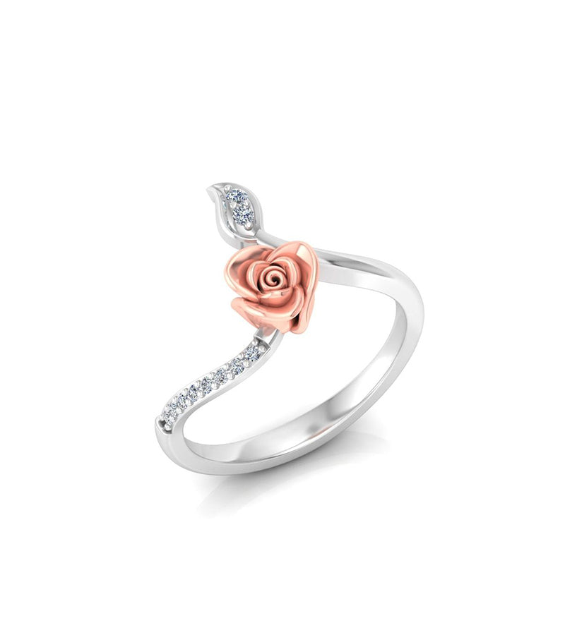 Anello Rosa con foglia